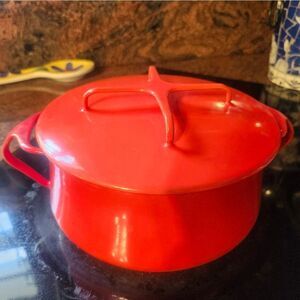 VTG VG Dansk IHQ Købenstyle Red Enamel Jens Quistgaard Dutch Oven 2.5 qt. Pot